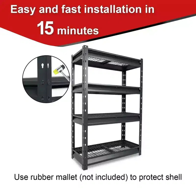 Scaffalatura da Garage Resistente a 4 Ripiani 91x36x137cm, Capacità 2721kg, Acciaio Grigio Scuro, Ripiani Regolabili e Fissi