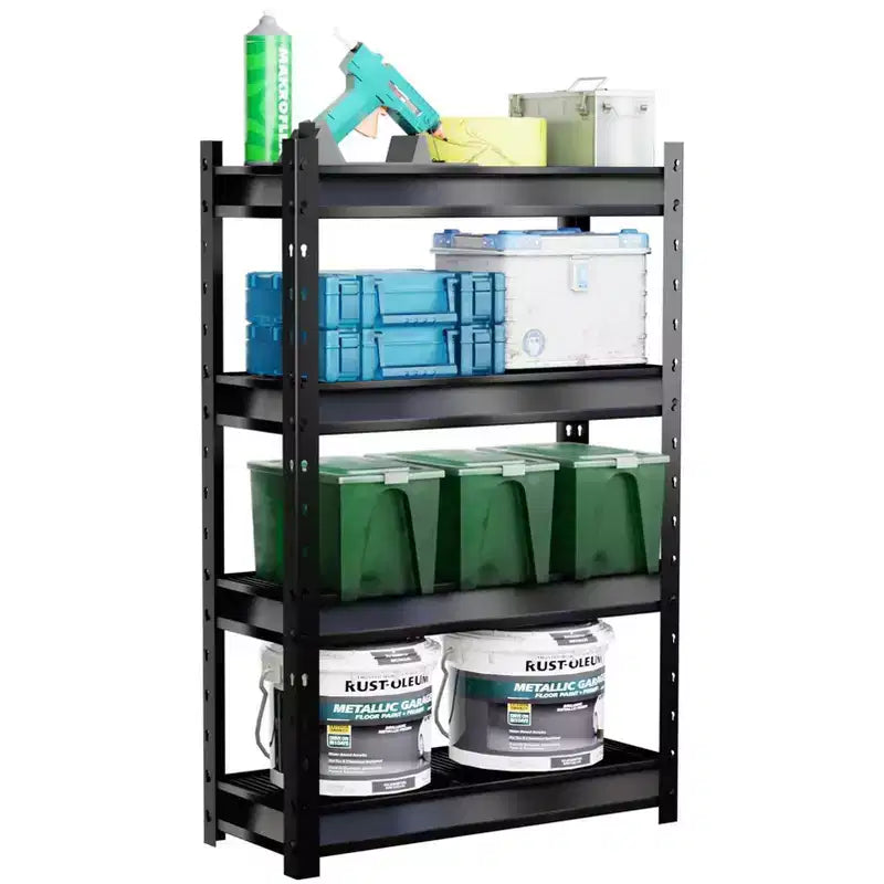 Scaffalatura da Garage Resistente a 4 Ripiani 91x36x137cm, Capacità 2721kg, Acciaio Grigio Scuro, Ripiani Regolabili e Fissi