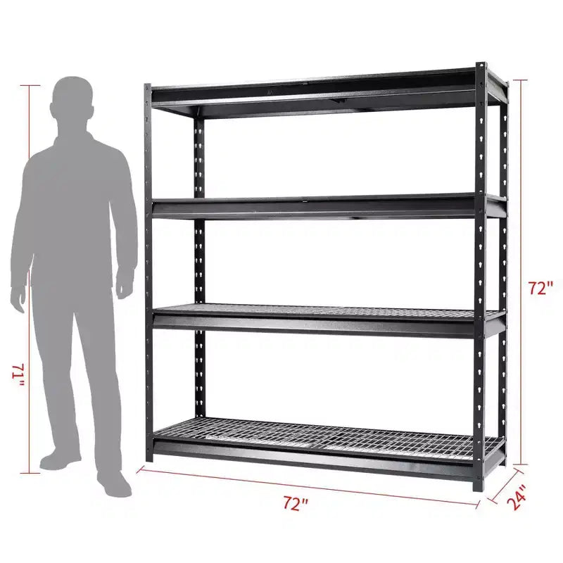 Scaffalatura da garage per impieghi gravosi a 4 ripiani 183x61x183 cm 3629 kg, in acciaio effetto martellato, ripiani regolabili