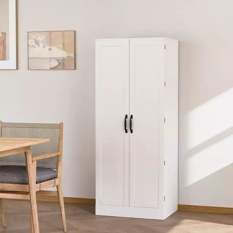 Mobile Dispensa da Cucina Bianco Alto 150 cm con 2 Ante e Ripiani Regolabili