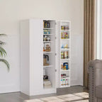 Mobile Dispensa da Cucina Bianco Alto 150 cm con 2 Ante e Ripiani Regolabili
