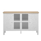 Mobile TV, Porta TV da Salotto, Mobile Porta TV con 3 Spaziose Ante in Vetro, Dispositivo Antiribaltamento, per Soggiorno