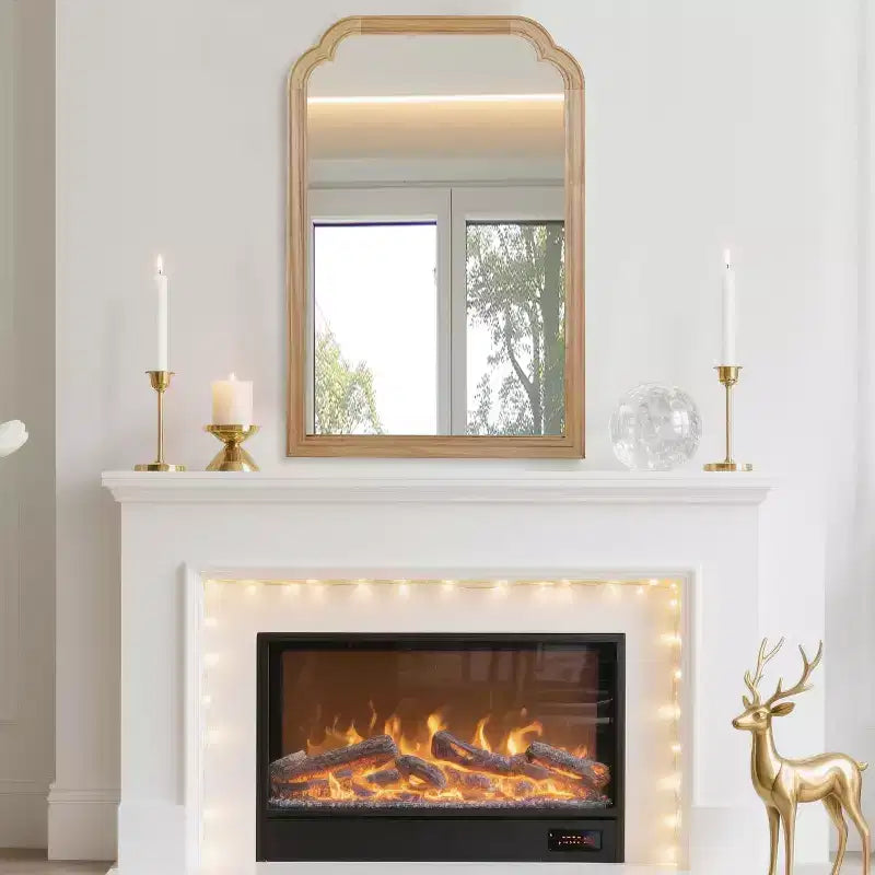 Specchio decorativo con cornice in legno massiccio, angoli arrotondati, 20 x 30, per camera da letto, bagno, soggiorno, legno naturale
