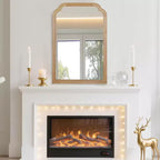 Specchio decorativo con cornice in legno massiccio, angoli arrotondati, 20 x 30, per camera da letto, bagno, soggiorno, legno naturale