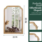 Specchio decorativo con cornice in legno massiccio, angoli arrotondati, 20 x 30, per camera da letto, bagno, soggiorno, legno naturale