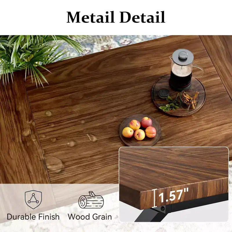 Tavolo da pranzo industriale da 70,8 pollici per 6-8 persone, piano in legno massello con struttura in metallo, tavolo rettangolare da cucina e sala da pranzo
