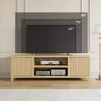 Garvee 70 Mobile TV Centro di Intrattenimento con Contenitore, Anta Scanalata e Maniglia Dorata, Mobile Consolle in Legno per Soggiorno, Camera da Letto