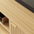 Garvee 70 Mobile TV Centro di Intrattenimento con Contenitore, Anta Scanalata e Maniglia Dorata, Mobile Consolle in Legno per Soggiorno, Camera da Letto
