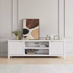 Garvee 70 Mobile TV Centro di Intrattenimento con Contenitore, Anta Scanalata e Maniglia Dorata, Mobile Consolle in Legno per Soggiorno, Camera da Letto