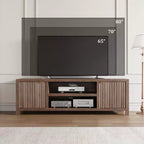 Garvee 70 Mobile TV Centro di Intrattenimento con Contenitore, Anta Scanalata e Maniglia Dorata, Mobile Consolle in Legno per Soggiorno, Camera da Letto