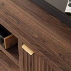 Garvee 70 Mobile TV Centro di Intrattenimento con Contenitore, Anta Scanalata e Maniglia Dorata, Mobile Consolle in Legno per Soggiorno, Camera da Letto