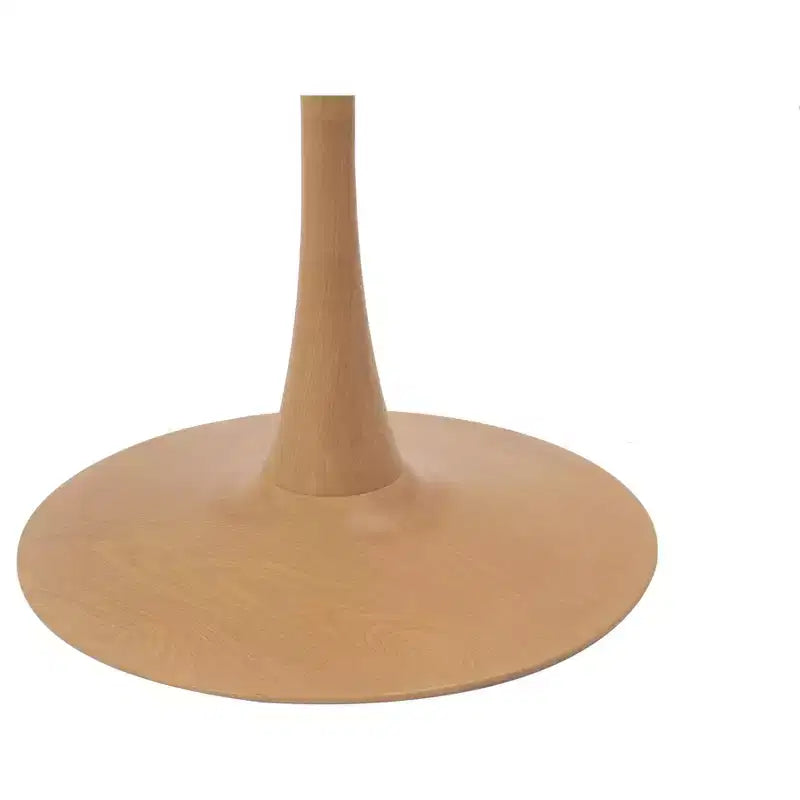 LeisureMod Bristol, tavolo da pranzo moderno rotondo da 89 cm con piano in MDF resistente e base in acciaio naturale con venature del legno, per cucina, sala da pranzo o bar