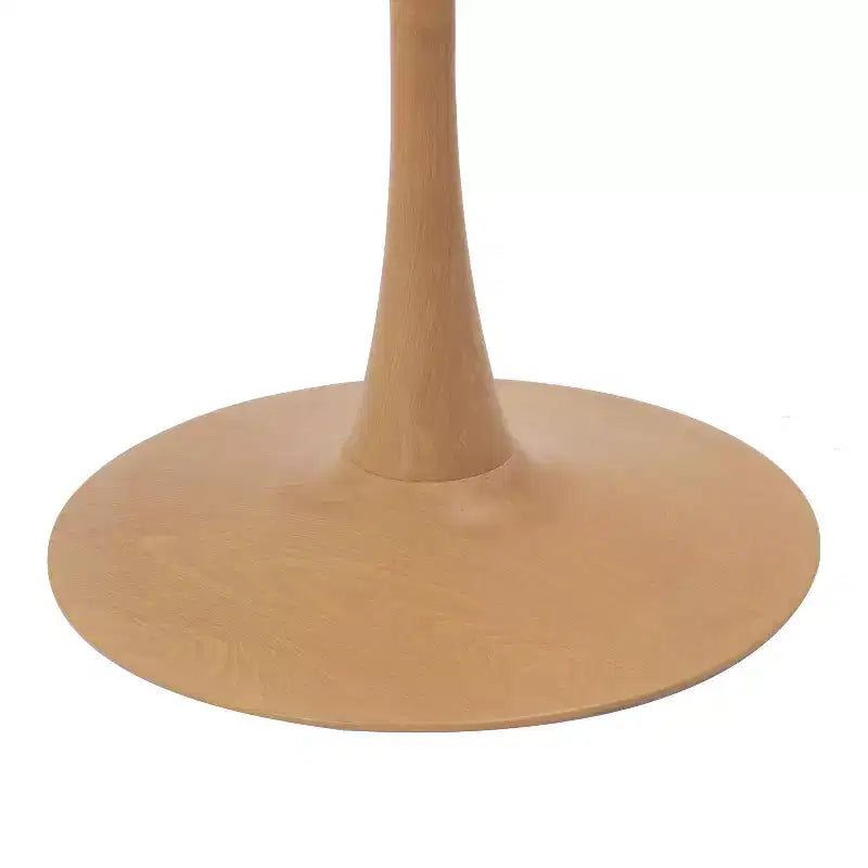 LeisureMod Bristol, tavolo da pranzo moderno rotondo da 89 cm con piano in MDF resistente e base in acciaio naturale con venature del legno, per cucina, sala da pranzo o bar
