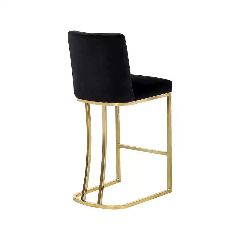 Sgabello in velluto nero con base dorata