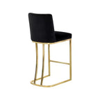 Sgabello in velluto nero con base dorata