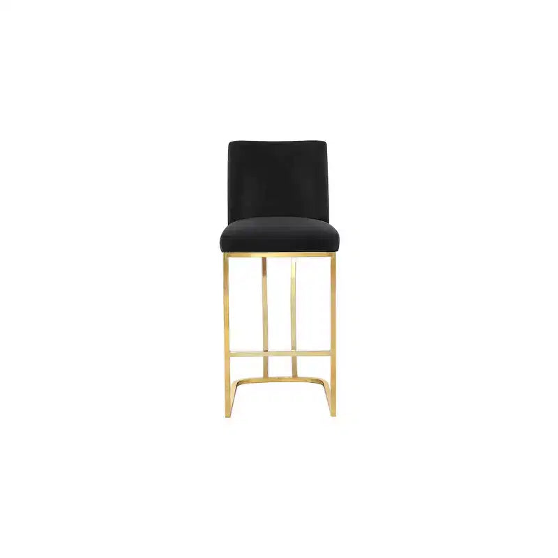 Sgabello in velluto nero con base dorata