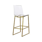 Sgabello in policarbonato lucite con dettagli in metallo dorato