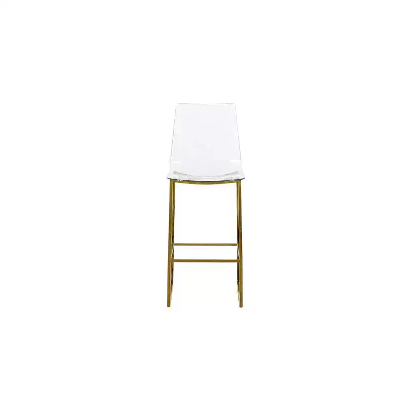 Sgabello in policarbonato lucite con dettagli in metallo dorato