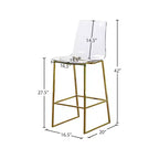 Sgabello in policarbonato lucite con dettagli in metallo dorato
