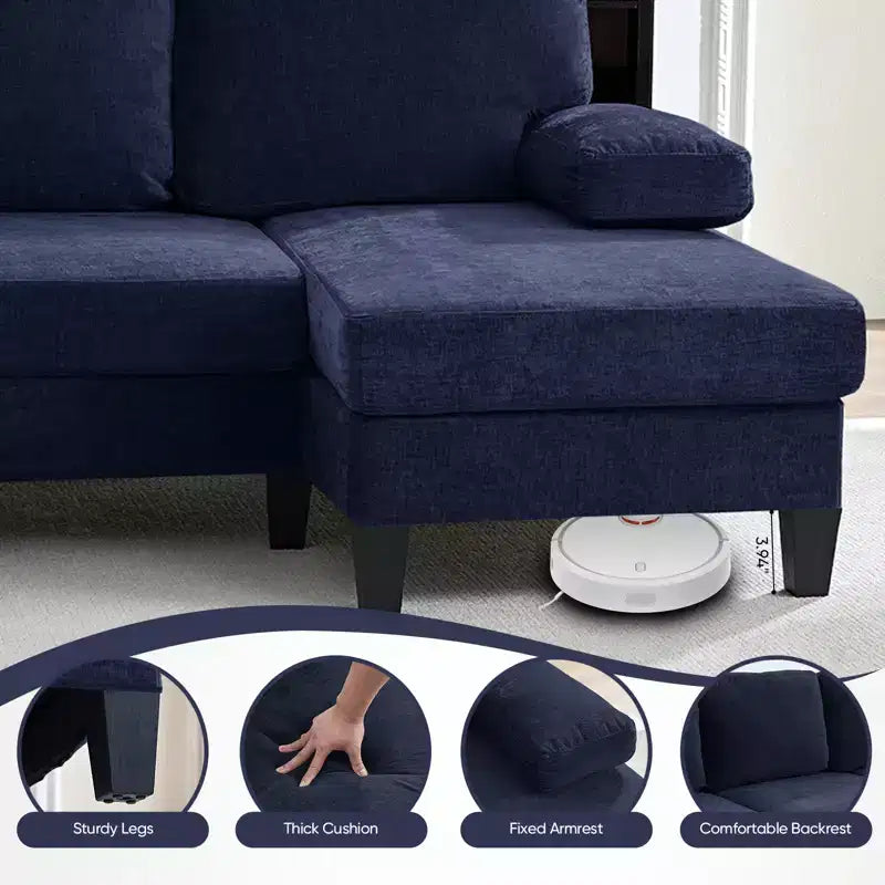 Divani componibili a U da 110", divano grande a 4 posti rivestito in ciniglia con doppi chaise longue e braccioli utilizzabili come poggiatesta