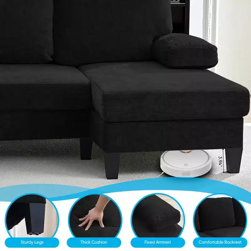Divani componibili a U da 110", divano grande a 4 posti rivestito in ciniglia con doppi chaise longue e braccioli utilizzabili come poggiatesta