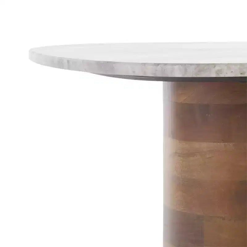 Tavolino in marmo piccolo - Marmo bianco sporco/Noce