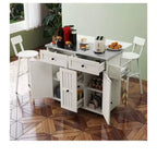 Carrello da Cucina con Isola, Ribaltina, Ripiano Regolabile, Porta Spezie e Due Sedie per Cucina e Sala da Pranzo