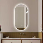 Specchio da bagno ovale moderno da 48" con LED anti-appannamento e modalità di illuminazione regolabili