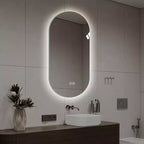 Specchio da bagno ovale moderno da 48" con LED anti-appannamento e modalità di illuminazione regolabili