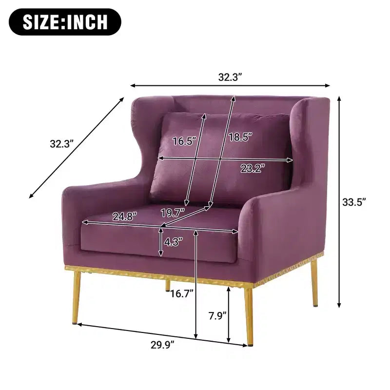 Poltrona moderna in velluto con cuscino