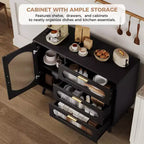 Madia Buffet Contenitore con Ante Scanalate e 3 Cassetti, Mobile Contenitore per Cucina, Sala da Pranzo