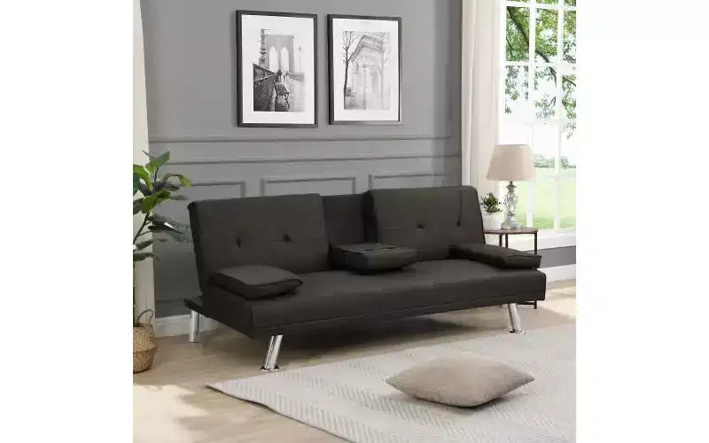 Convertible Sofa Bed Adjustable Sofa Double Sofa Removable Armrests Stainless Steel Legs,