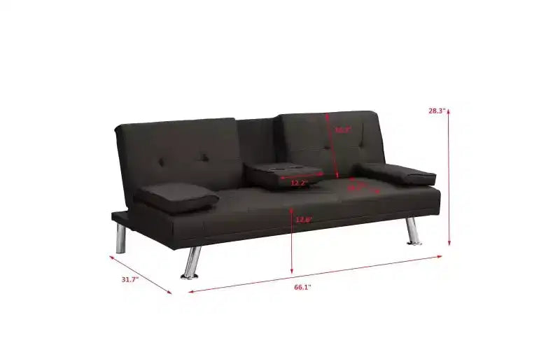 Divano letto convertibile, divano regolabile, divano a due posti, braccioli rimovibili, gambe in acciaio inossidabile,