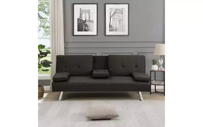 Divano letto convertibile, divano regolabile, divano a due posti, braccioli rimovibili, gambe in acciaio inossidabile,