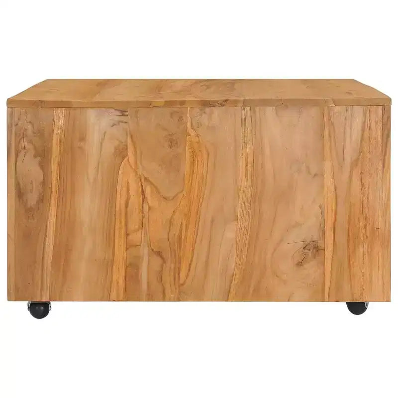 Tavolino da salotto, tavolino, tavolino da divano con ruote, in legno massello di teak – 80 x 80 x 40 cm