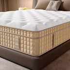 Materasso Ibrido Queen 14", Memory Foam, Molle Insacchettate, Senza Fibra di Vetro - Beige e Bianco