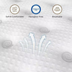 Materasso Ibrido Queen 14", Memory Foam, Molle Insacchettate, Senza Fibra di Vetro - Beige e Bianco