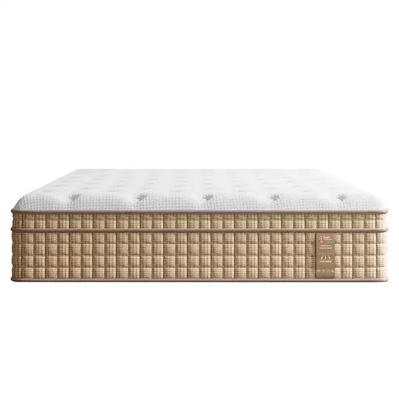 Materasso Ibrido Queen 14", Memory Foam, Molle Insacchettate, Senza Fibra di Vetro - Beige e Bianco
