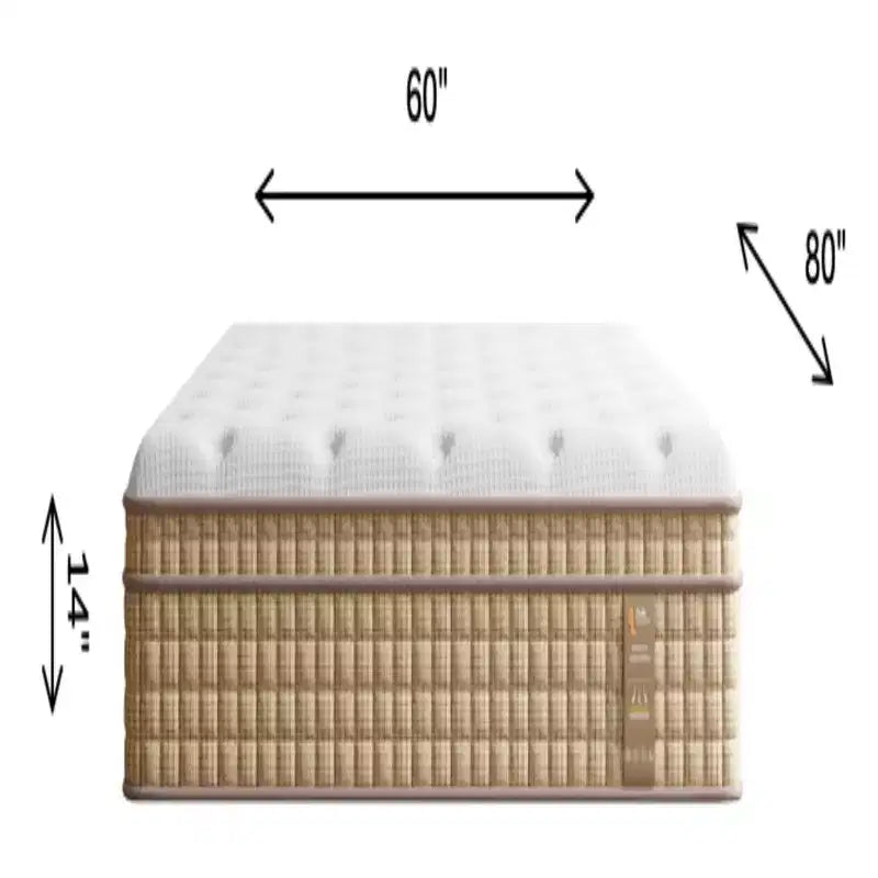Materasso Ibrido Queen 14", Memory Foam, Molle Insacchettate, Senza Fibra di Vetro - Beige e Bianco