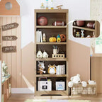 Libreria a 2/3/5/6 livelli, Scaffale in stile rustico, larga 60 cm/80 cm con ripiani regolabili, Scaffale espositivo aperto con design antiscivolo per l'ufficio di casa