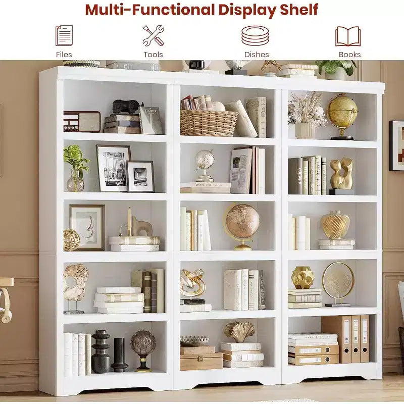 Libreria a 2/3/5/6 livelli, Scaffale in stile rustico, larga 60 cm/80 cm con ripiani regolabili, Scaffale espositivo aperto con design antiscivolo per l'ufficio di casa