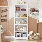 Libreria a 2/3/5/6 livelli, Scaffale in stile rustico, larga 60 cm/80 cm con ripiani regolabili, Scaffale espositivo aperto con design antiscivolo per l'ufficio di casa