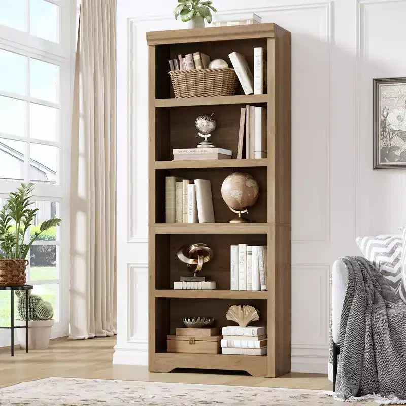 Libreria a 2/3/5/6 livelli, Scaffale in stile rustico, larga 60 cm/80 cm con ripiani regolabili, Scaffale espositivo aperto con design antiscivolo per l'ufficio di casa