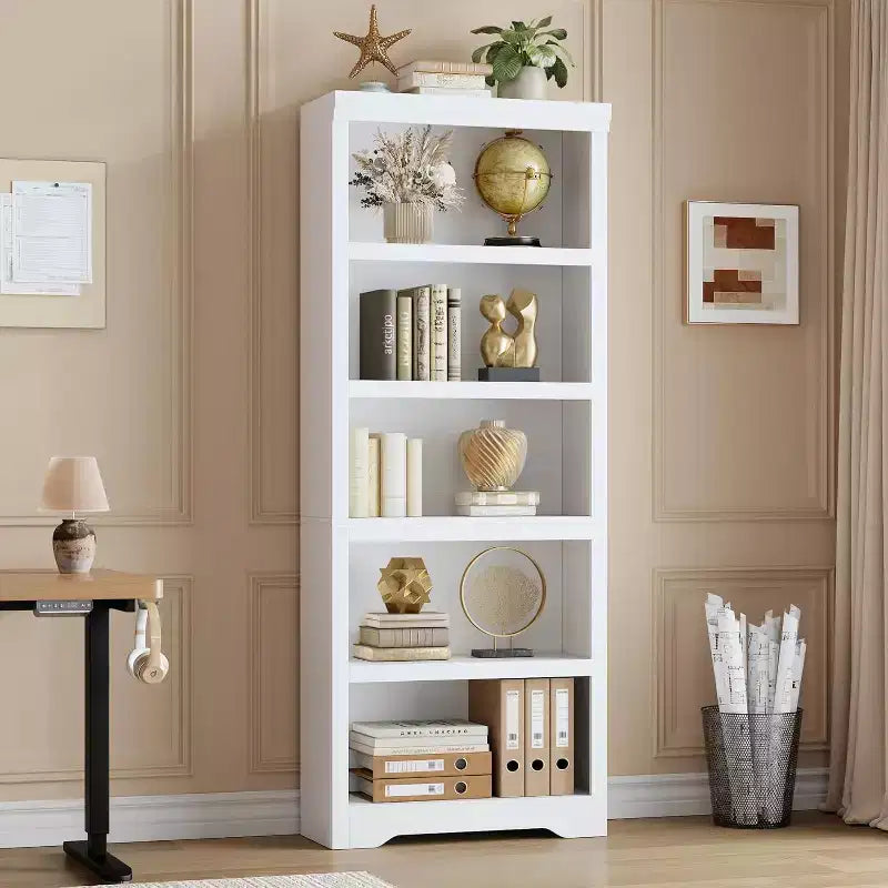 Libreria a 2/3/5/6 livelli, Scaffale in stile rustico, larga 60 cm/80 cm con ripiani regolabili, Scaffale espositivo aperto con design antiscivolo per l'ufficio di casa