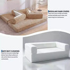 Divano Letto Convertibile 5-in-1 da 80.7", Divano Pieghevole in Velluto a Coste con Contenitore, 4 Strutture e 2 Cuscini, Salvaspazio Senza Montaggio per Casa e Dormitorio, Beige