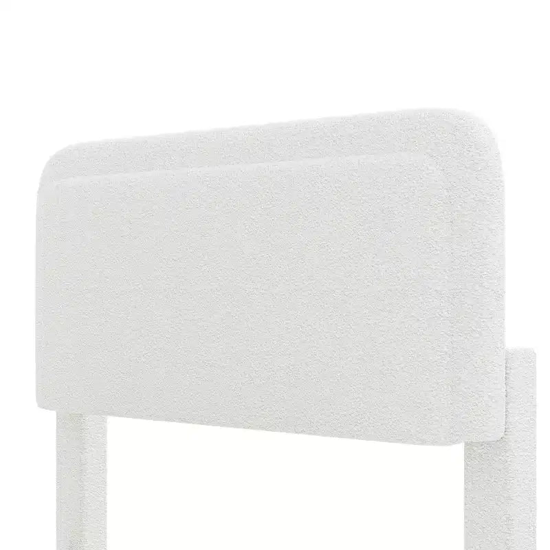 Letto a piattaforma moderno rivestito in Bouclé con testiera curva regolabile