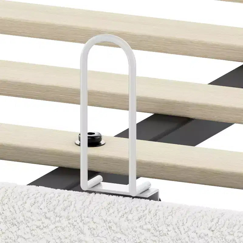 Letto a piattaforma moderno rivestito in Bouclé con testiera curva regolabile