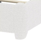 Letto a piattaforma moderno rivestito in Bouclé con testiera curva regolabile