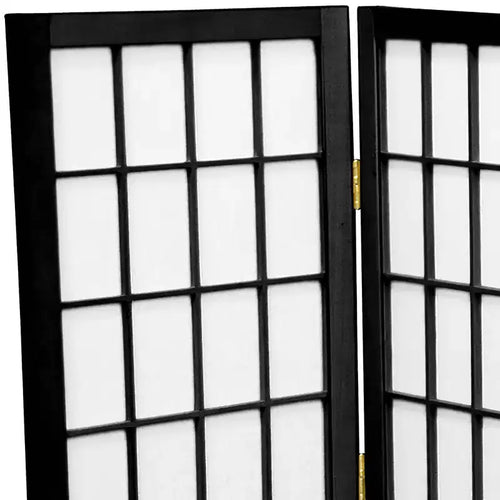 Shoji Screen da Tavolo a 6 Pannelli - Nero - 61 cm di Altezza