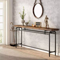 LITTLE TREE 70.9" Industrial Extra Long Console Sofa Table Brown/Black